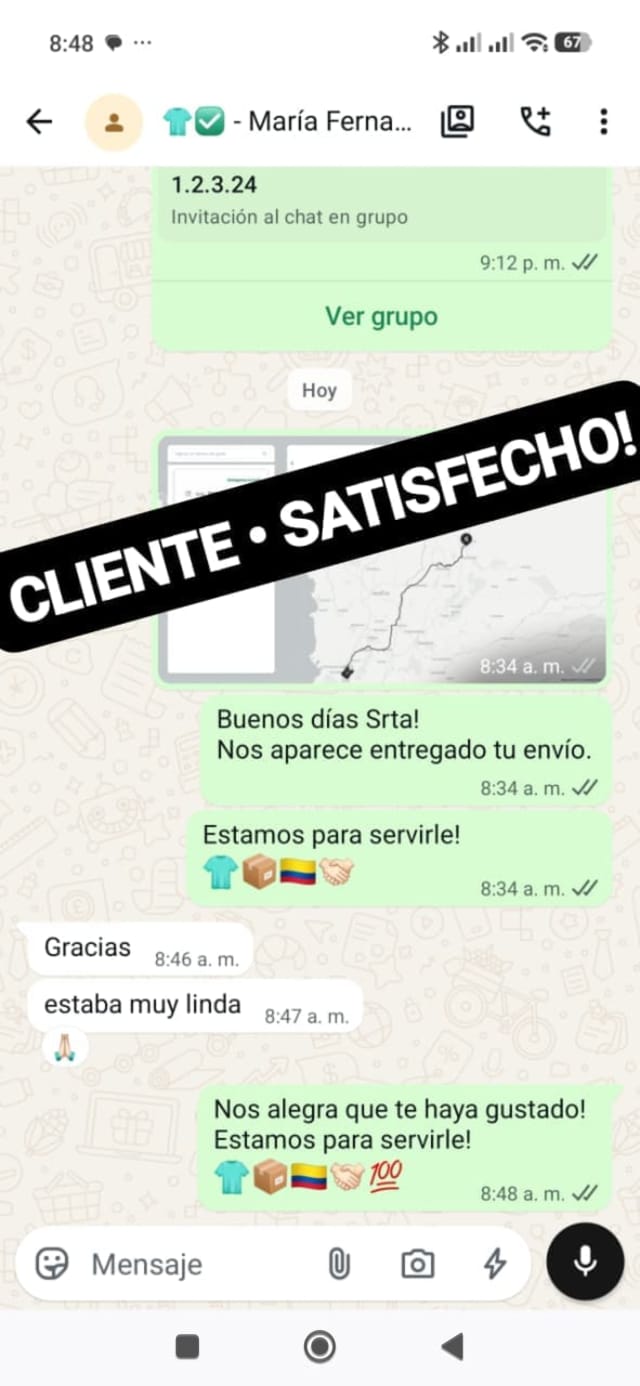 Conversación de WhatsApp con un cliente satisfecho